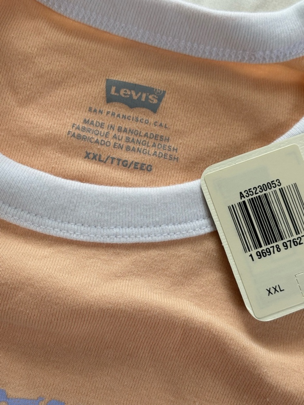 Levi’s NWT Almond Cream Geo Batwing Ringer Tee - Size XXL - Picture 2 of 5